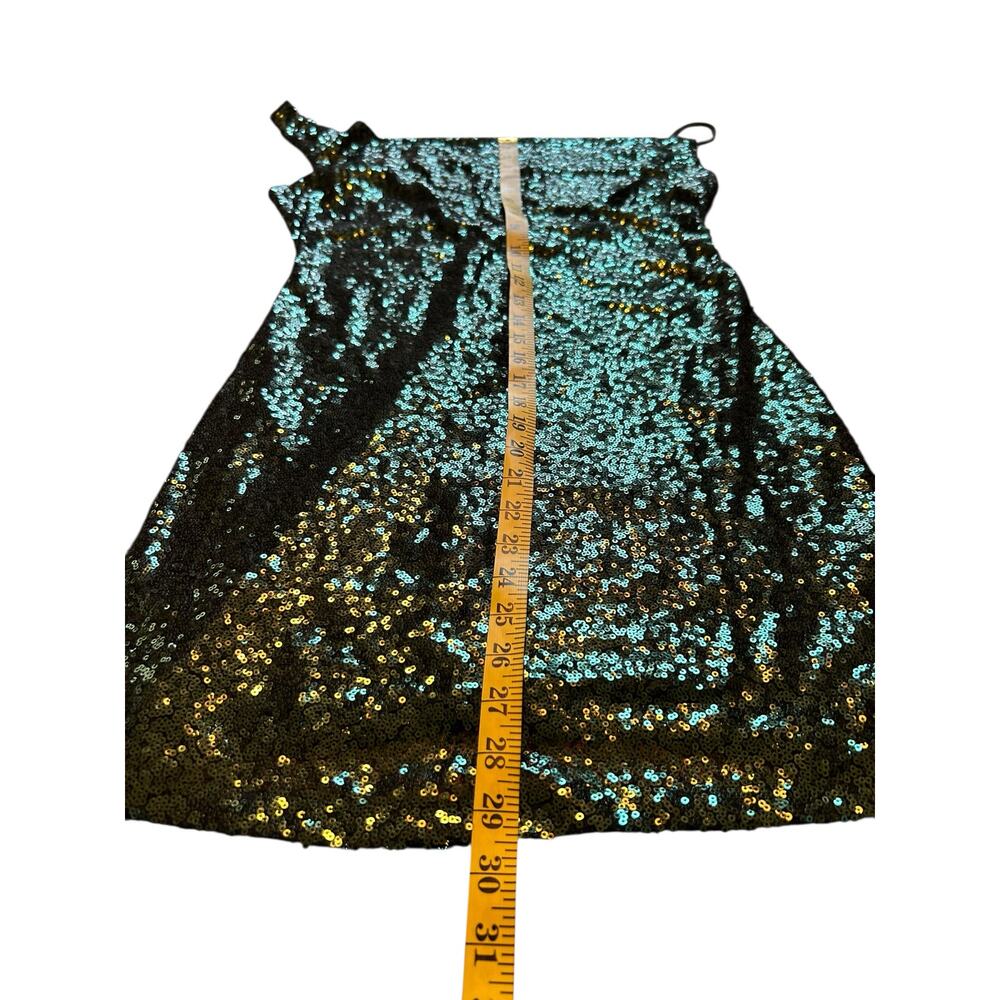 The Vintage Shop Green Sequined One Shoulder Dress - Size L - Picture 7 of 14